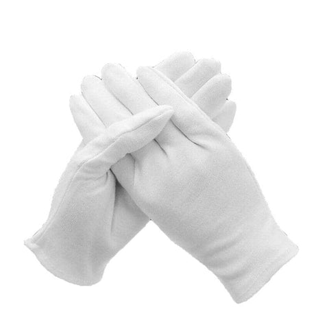 Soft White Cotton Gloves, 6 Pairs - Large (9 x 21 cm)