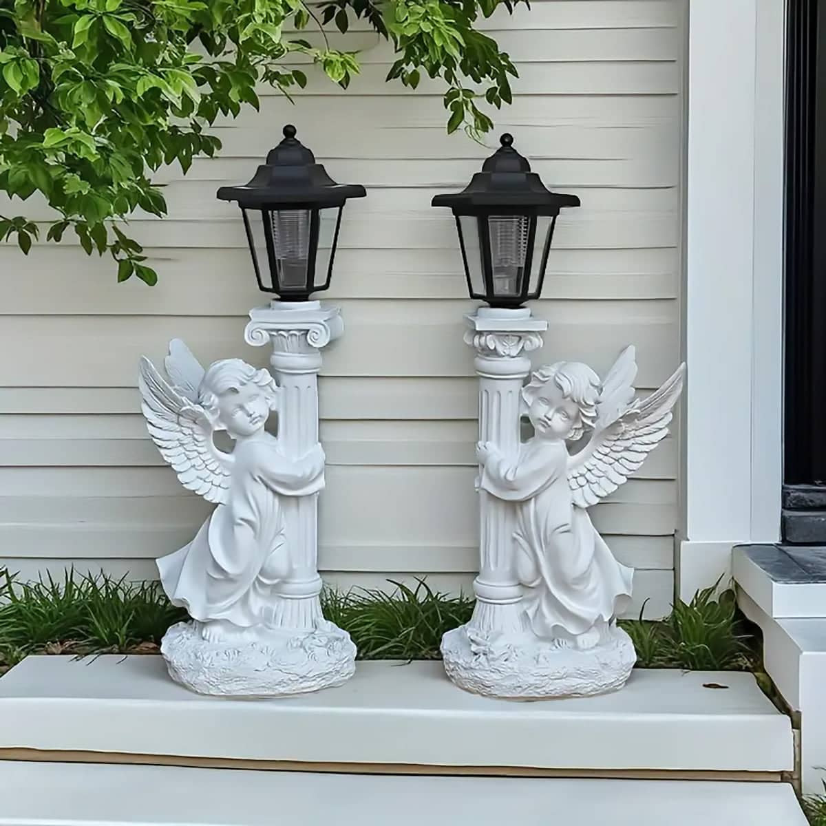 Solar Angel Statue Garden Light Outdoor Decor for Yard and Patio - Angel on Right Side - view 5