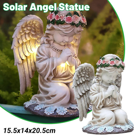 Solar Powered Angel Garden Statue Waterproof Decoration for Garden, Patio and Yard
