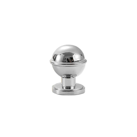 Solid Brass Cabinet Knob, Single Hole - Silver, 26mm Ball Style