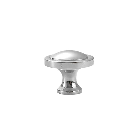 Solid Brass Cabinet Knob, Single Hole - Silver, 32mm Mushroom Style