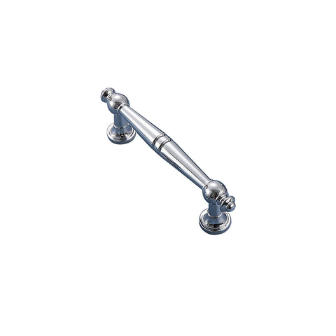 Solid Brass Cabinet Pull Handle, 96 mm Hole Spacing - Silver
