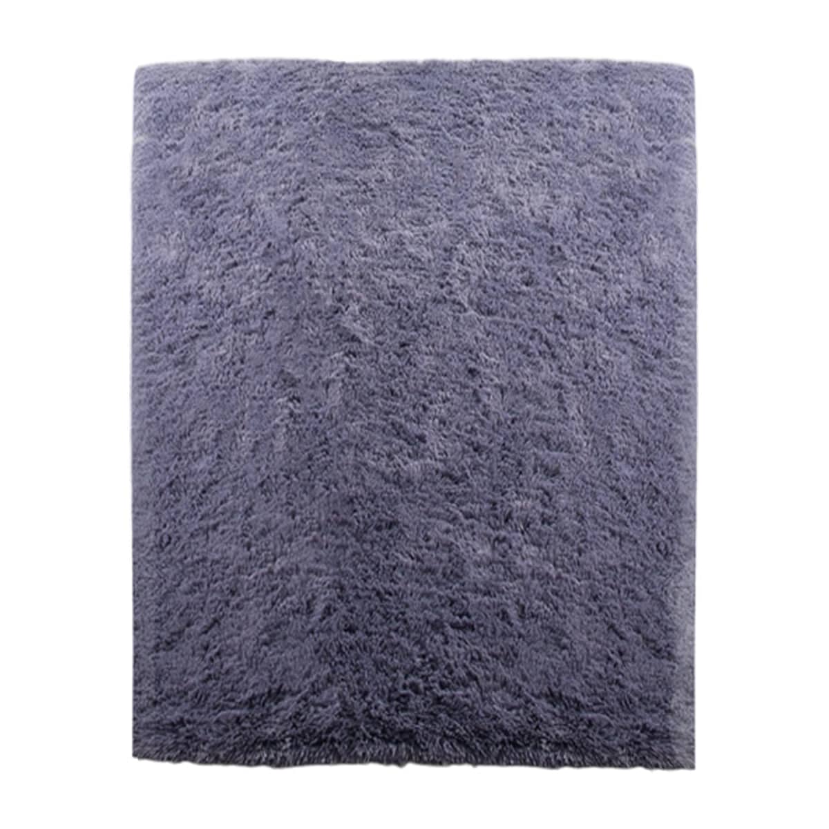 Solid Colour Living Room Carpet 150 x 240 cm, Soft Velvet Bedroom Floor Rug - Purple
