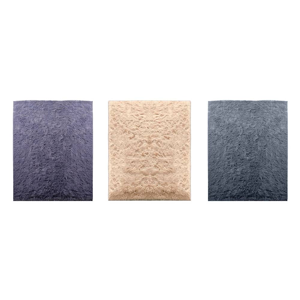 Solid Colour Living Room Carpet 150 x 240 cm, Soft Velvet Bedroom Floor Rug - Purple - view 3