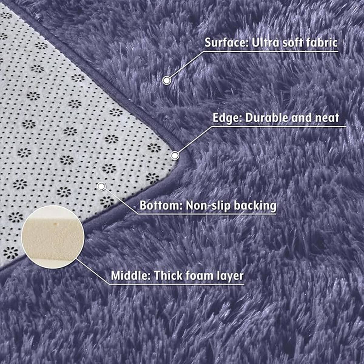 Solid Colour Living Room Carpet 150 x 240 cm, Soft Velvet Bedroom Floor Rug - Purple - view 5