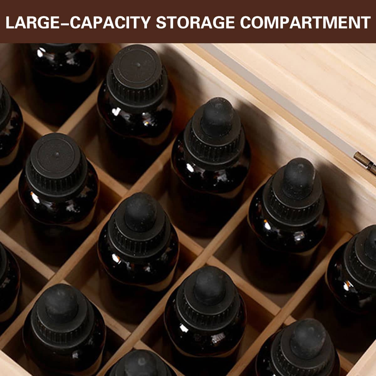 Solid Wood Essential Oil Storage Box, 15 Slots, Natural Wood - view 4
