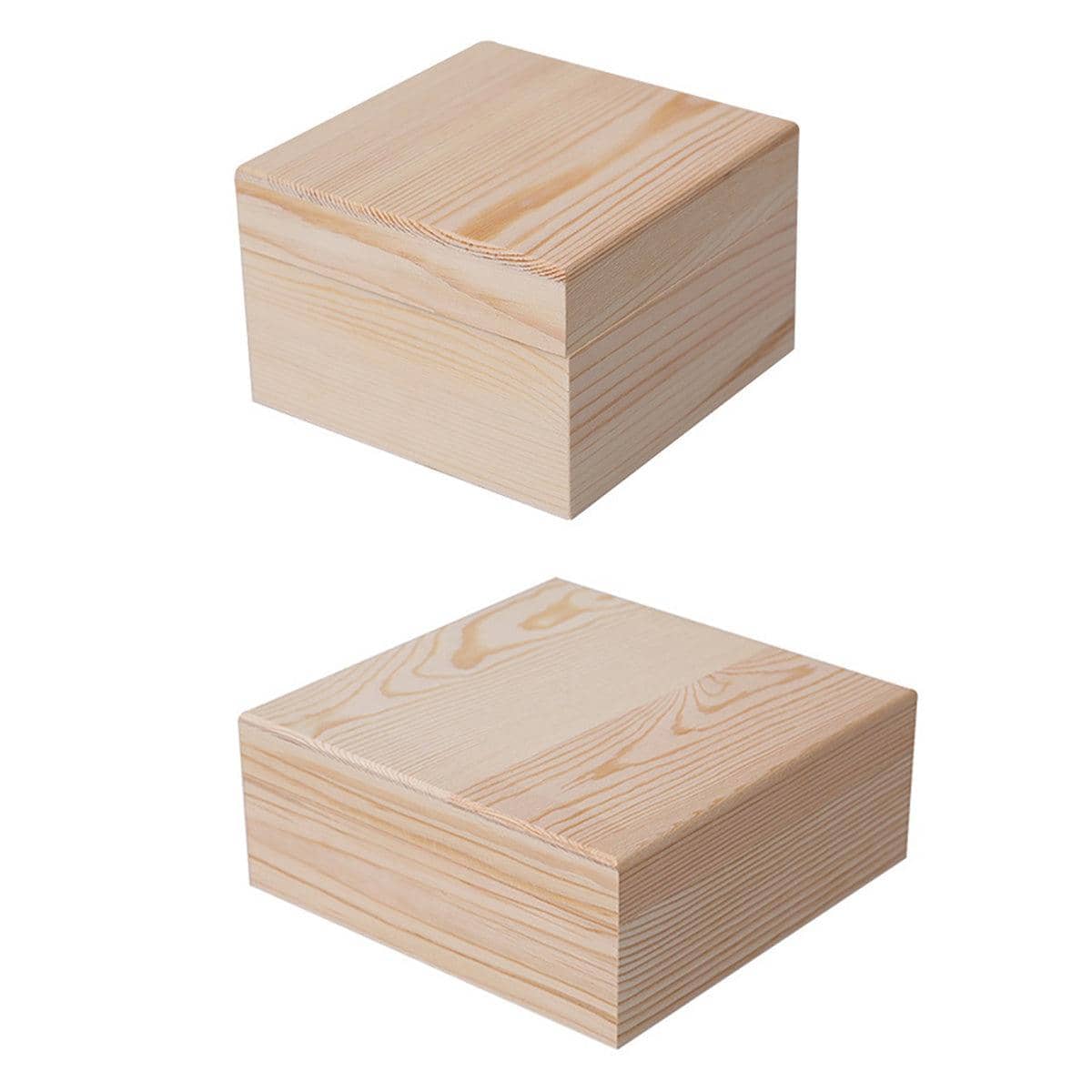 Solid Wood Gift Boxes with Flip Lid for Jewellery Keepsakes Pack of 10 - 12 cm Square - view 3