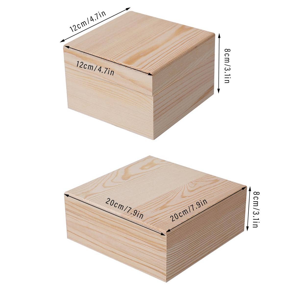 Solid Wood Gift Boxes with Flip Lid for Jewellery Keepsakes Pack of 10 - 12 cm Square - view 4
