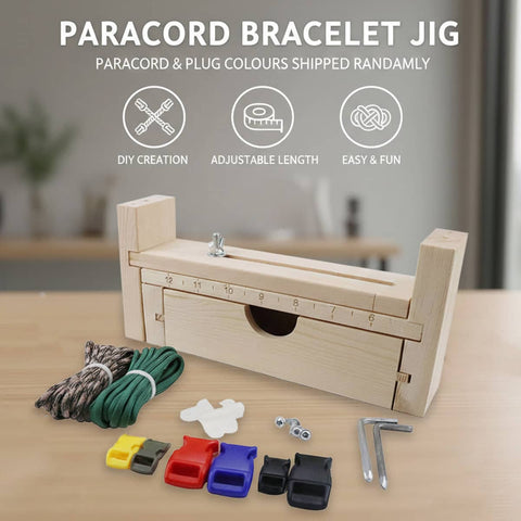 Solid Wood Paracord Bracelet Jig - Adjustable Braiding Tool with Drawer