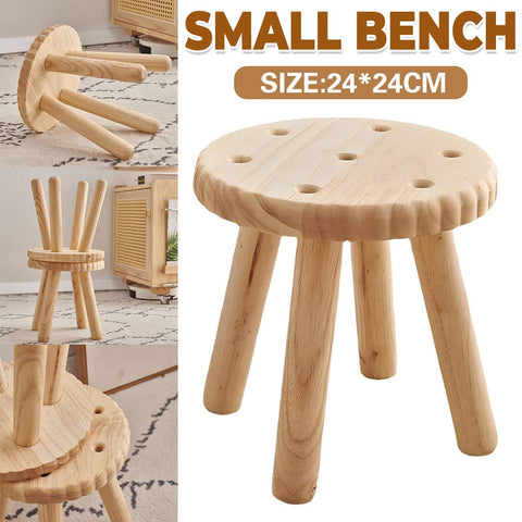 Solid Wood Round Stool for Entryway and Living Room