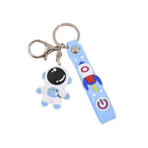 Space Astronaut Keychain, PVC - Blue