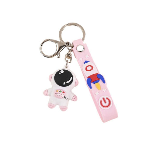 Space Astronaut Keychain, PVC - Pink