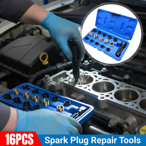 Spark Plug Thread Repair Tool Set, 16 Piece for Car Engine Tune-Up