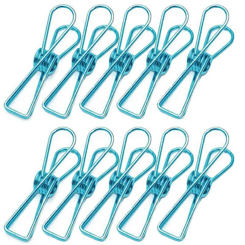 Spring Paperclips Metal Wire Pack of 10 - Large (55mm), Blue