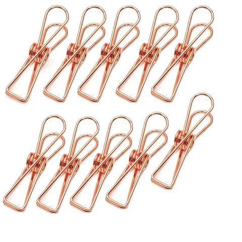 Spring Paperclips Metal Wire Pack of 10 - Large (55mm), Rose Gold
