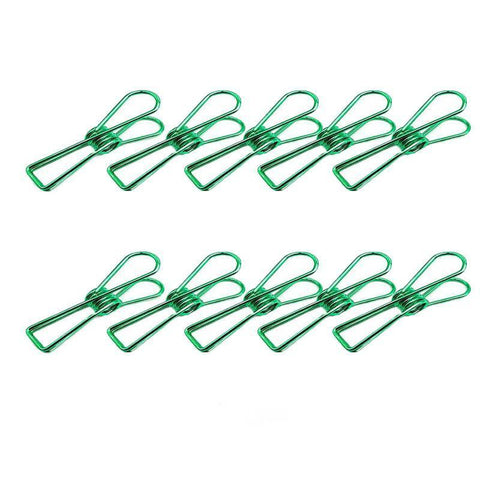 Spring Paperclips Metal Wire Pack of 10 - Small (33mm), Green