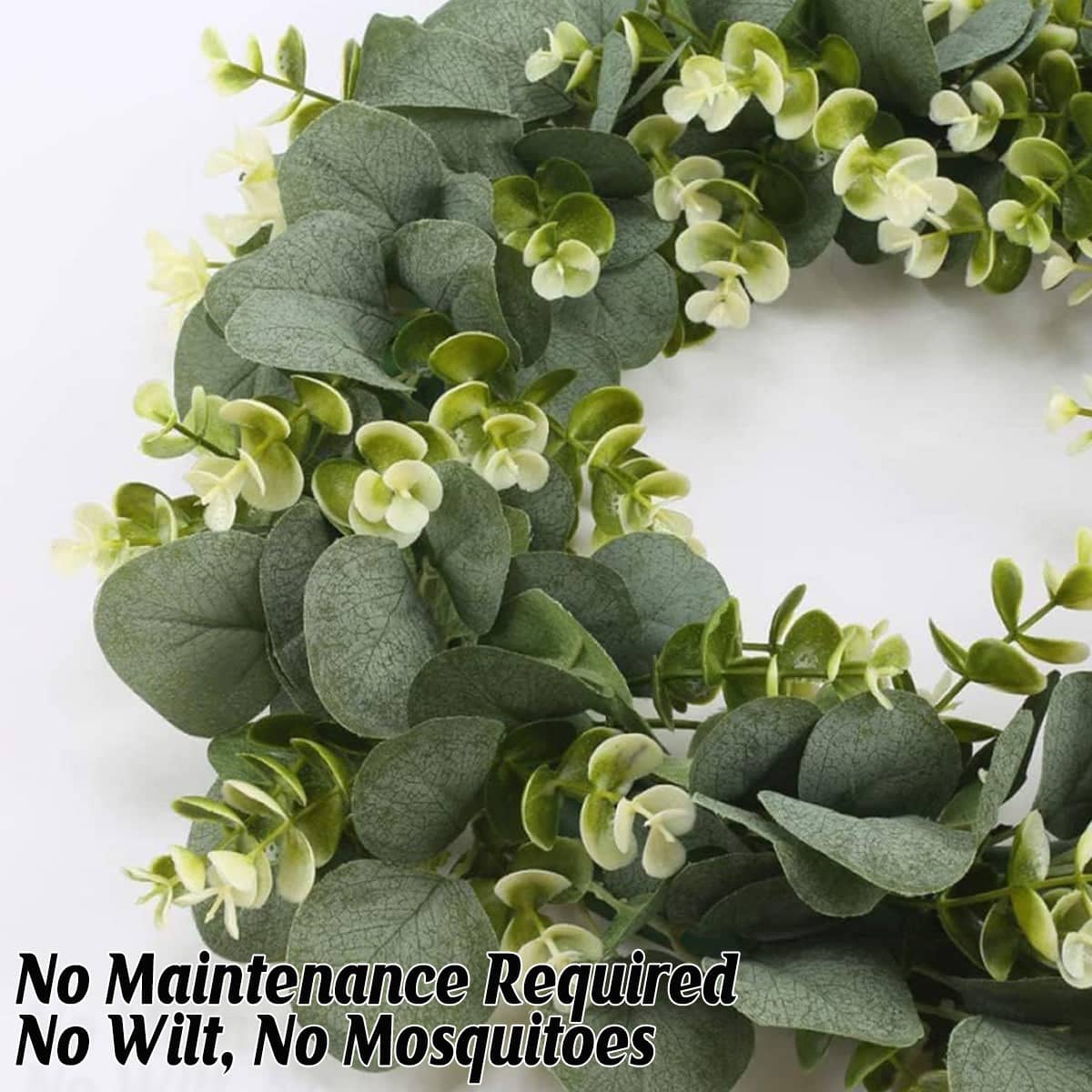 Spring Wreath Door Decoration Artificial Eucalyptus Hanging Ornament 40 cm, Green - view 5