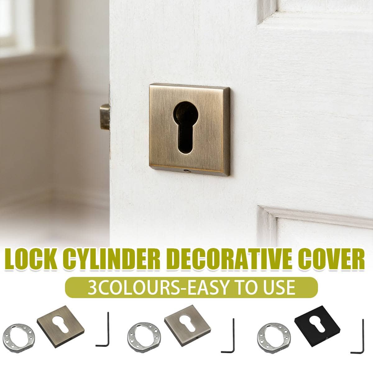 Square Lock Cylinder Decorative Cover, Zinc Alloy - Black - view 2