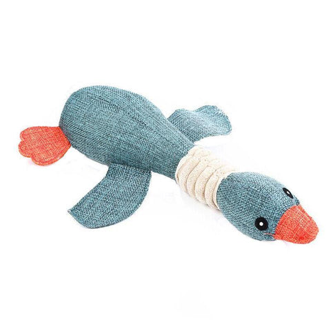 Squeaky Plush Dog Toy with Rope and Crinkle for Puppies - Dark Goose