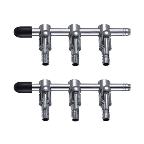 Stainless Steel Aquarium Air Pump Splitter Valve - 3 Outlets, Pack of 2