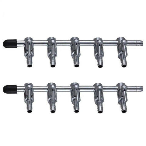 Stainless Steel Aquarium Air Pump Splitter Valve - 5 Outlets, Pack of 2