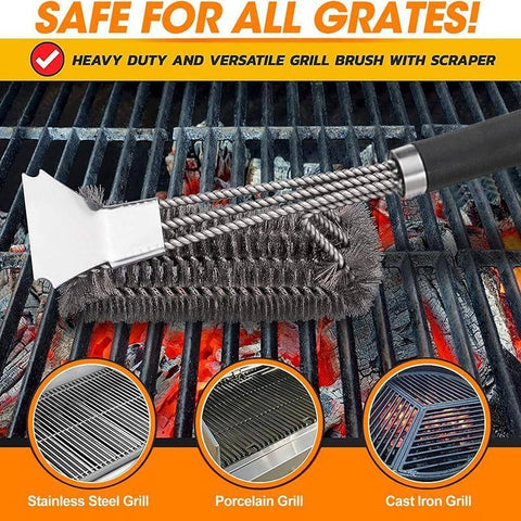 Stainless Steel BBQ Grill Brush and Scraper, 18 Inch (45.7 cm)