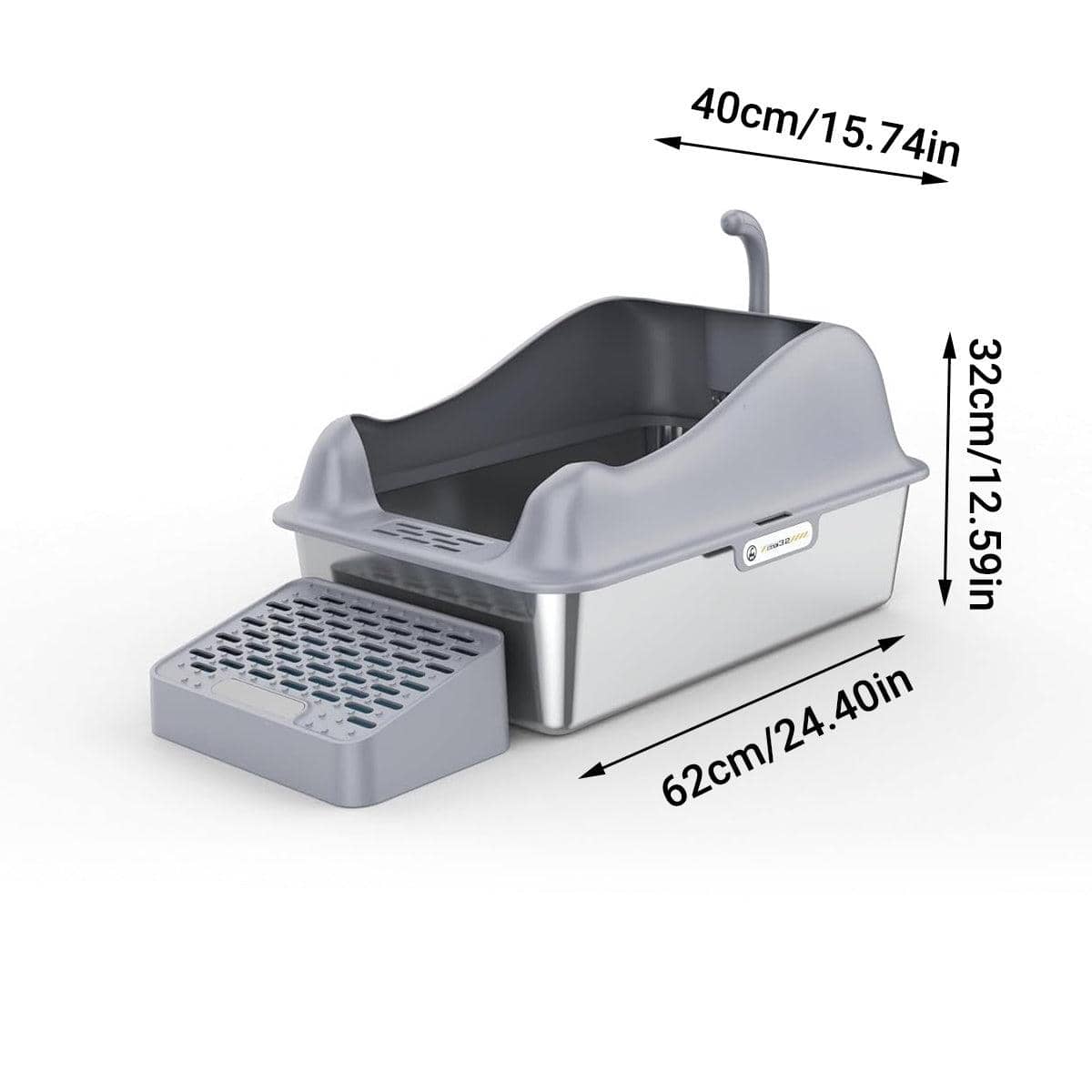 Stainless Steel Cat Litter Box Semi-Closed Design with Anti-Splash Edges - view 3