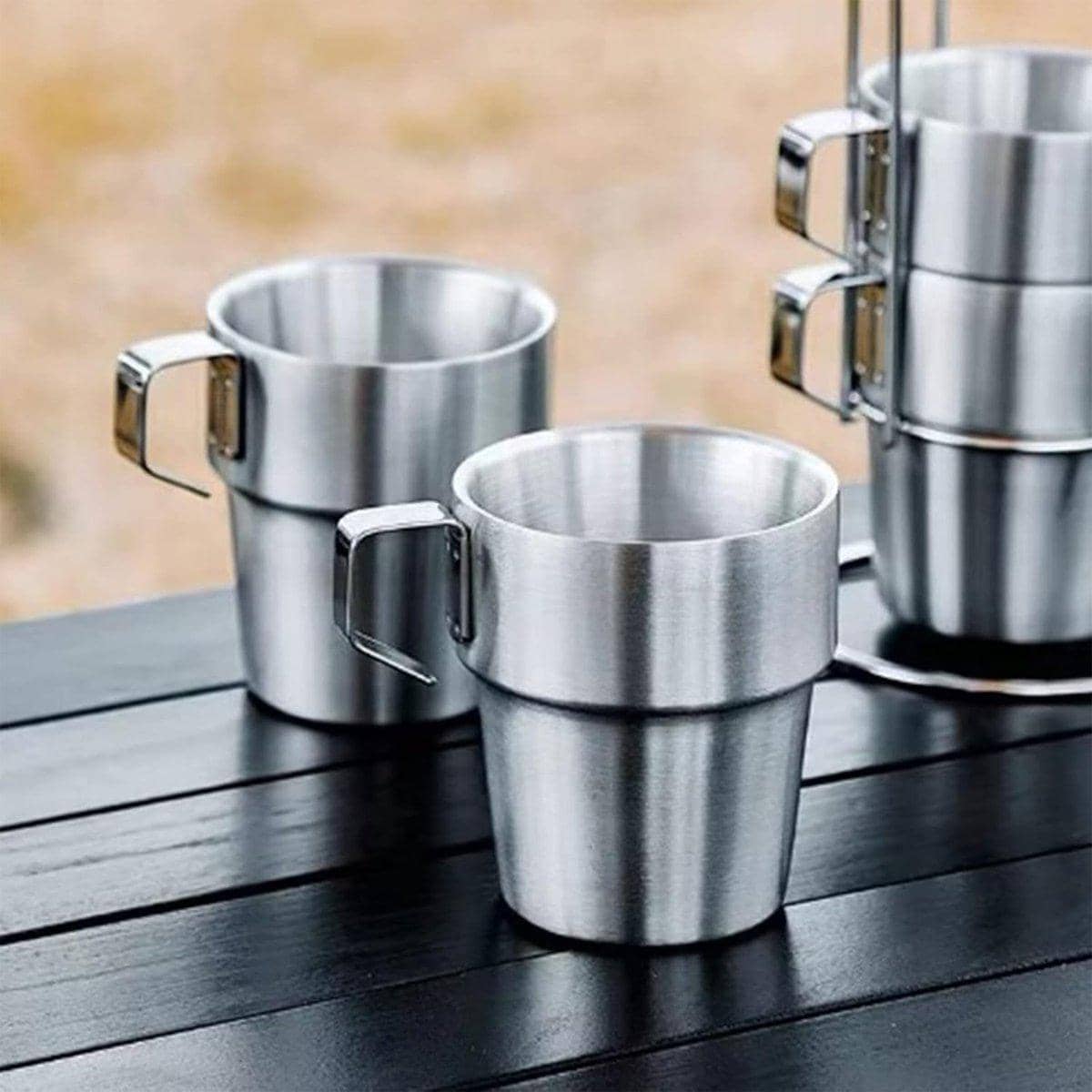 Stainless Steel Coffee Mugs Double Wall Insulated Drinkware with Holder, Pack of 6 - view 5