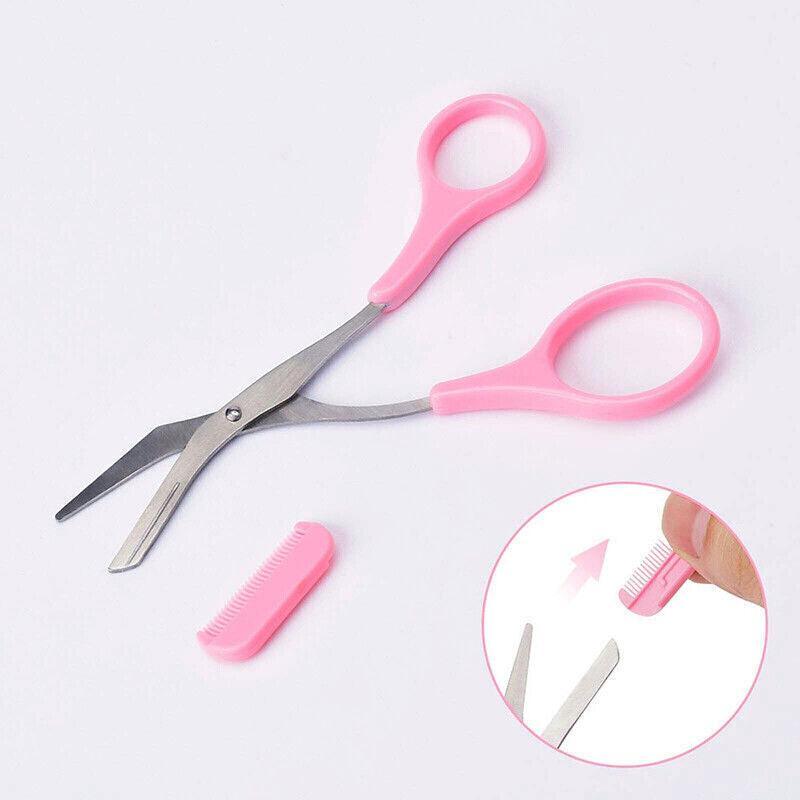 Stainless Steel Eyebrow Scissors with Comb - Pink - view 5