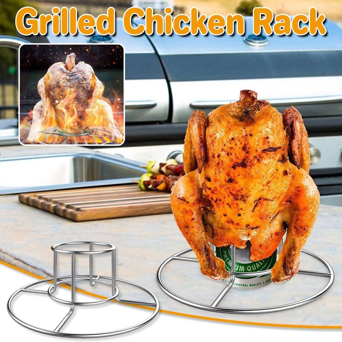 Stainless Steel Folding Chicken Roaster Rack for BBQ Grill and Oven