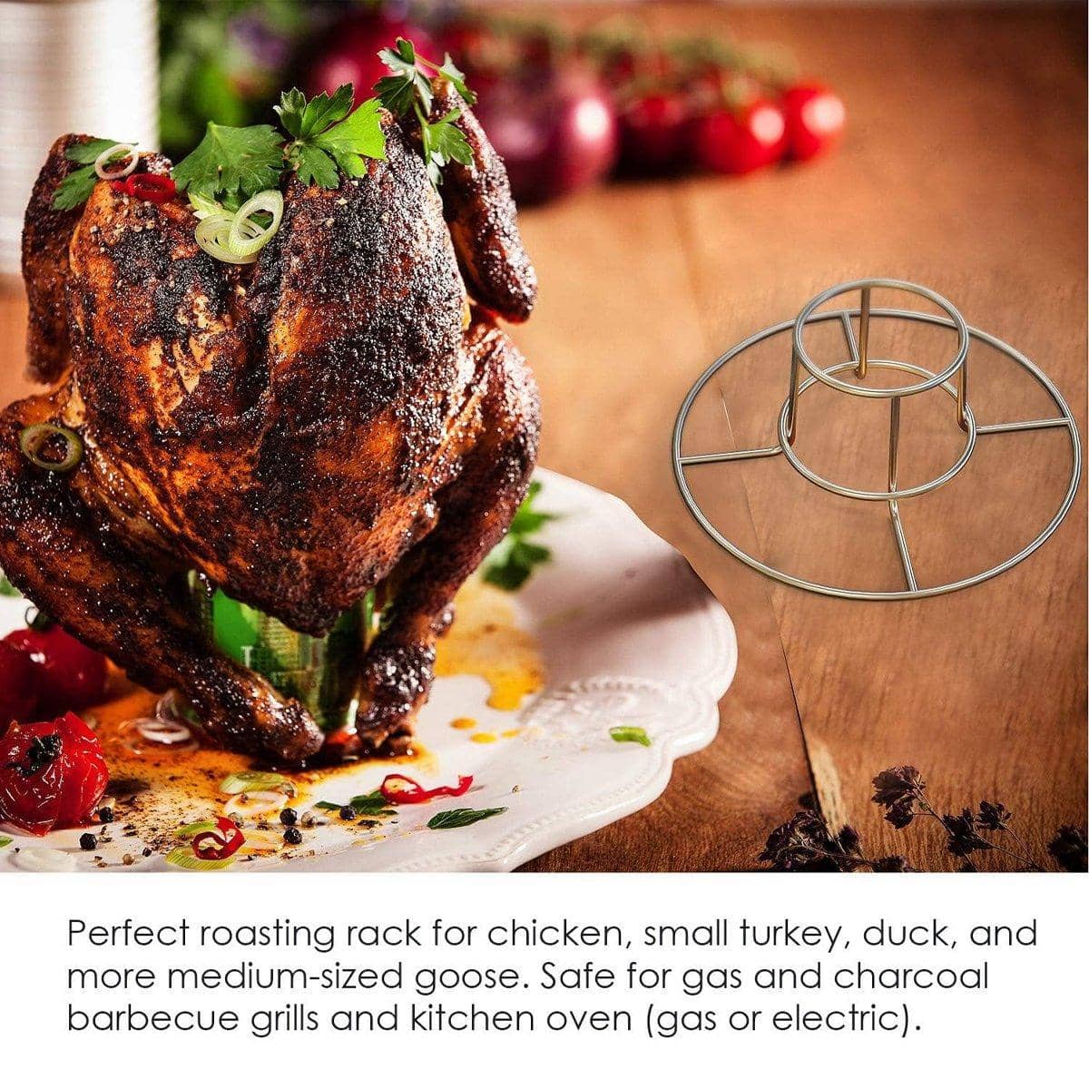 Stainless Steel Folding Chicken Roaster Rack for BBQ Grill and Oven - view 4