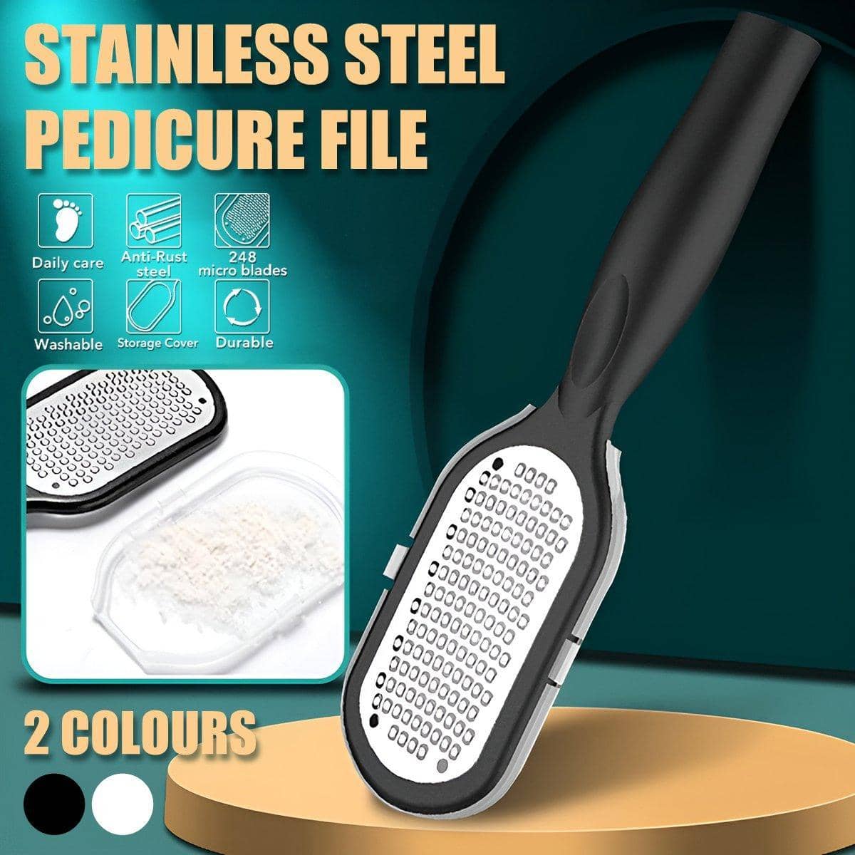 Stainless Steel Foot File, Callus Remover Pedicure Rasp - White - view 2