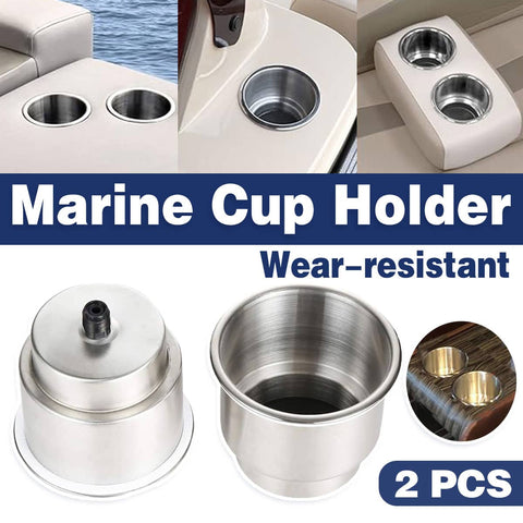 Stainless Steel Marine Cup Holders, Pack of 2, Recessed Drink Rack for Boats and Yachts