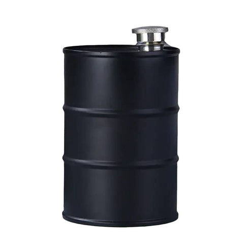 Stainless Steel Oil Drum Hip Flask, 750 ml Camping Flask - Black