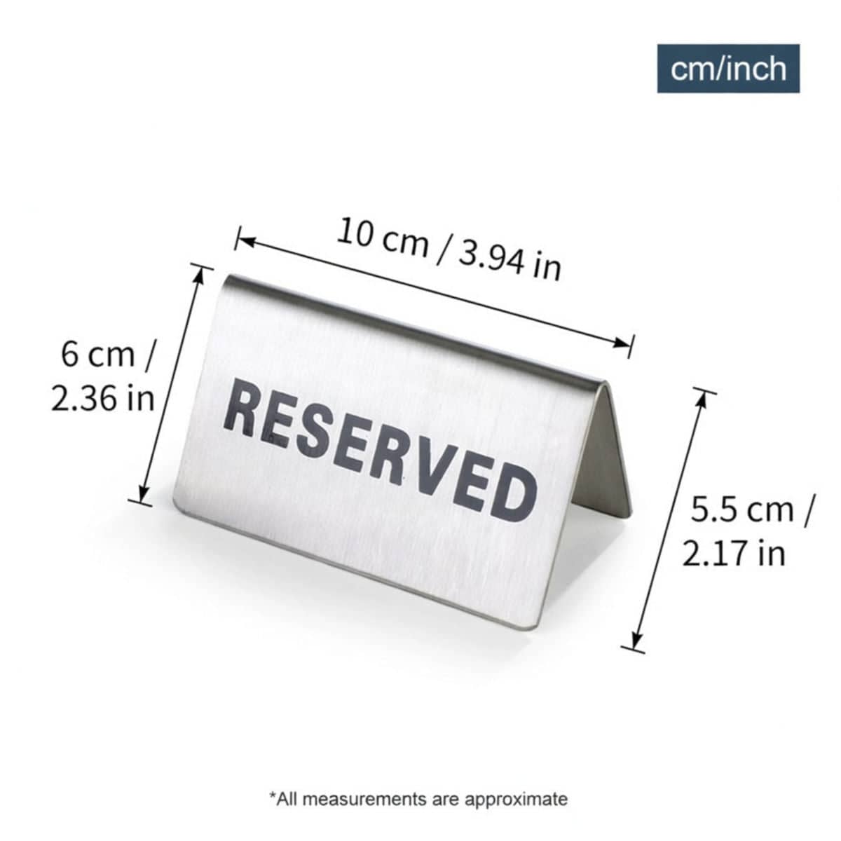 Stainless Steel Reserved Table Signs Pack of 6 Tent Style - view 3