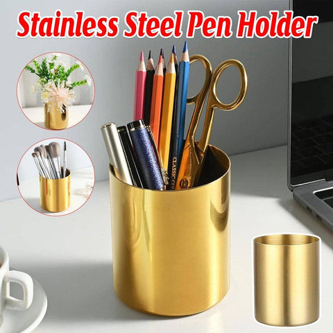 Stainless Steel Round Pen Holder Desk Organiser for Office