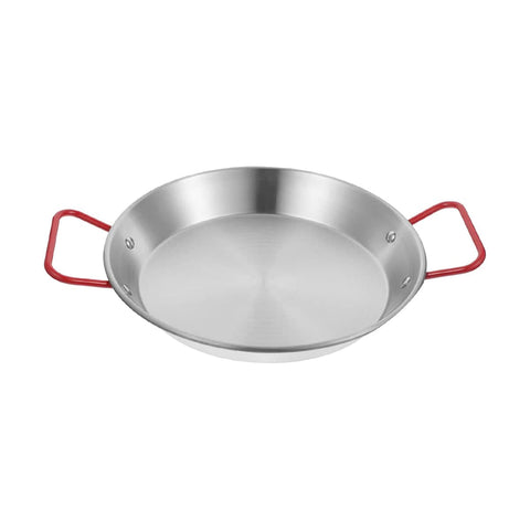 Stainless Steel Seafood Plate with Red Handles - 26 cm Diameter