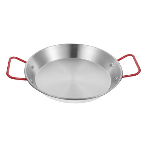 Stainless Steel Seafood Plate with Red Handles - 30 cm Diameter