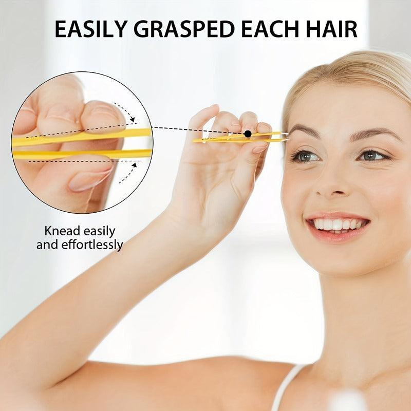 Stainless Steel Slanted Tip Eyebrow Hair Tweezers with Cap - Light Blue - view 9