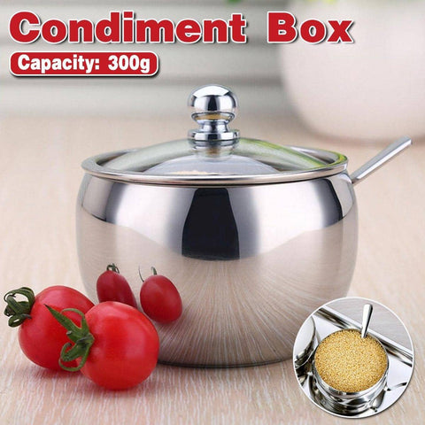 Stainless Steel Spice Jar with Glass Lid and Spoon