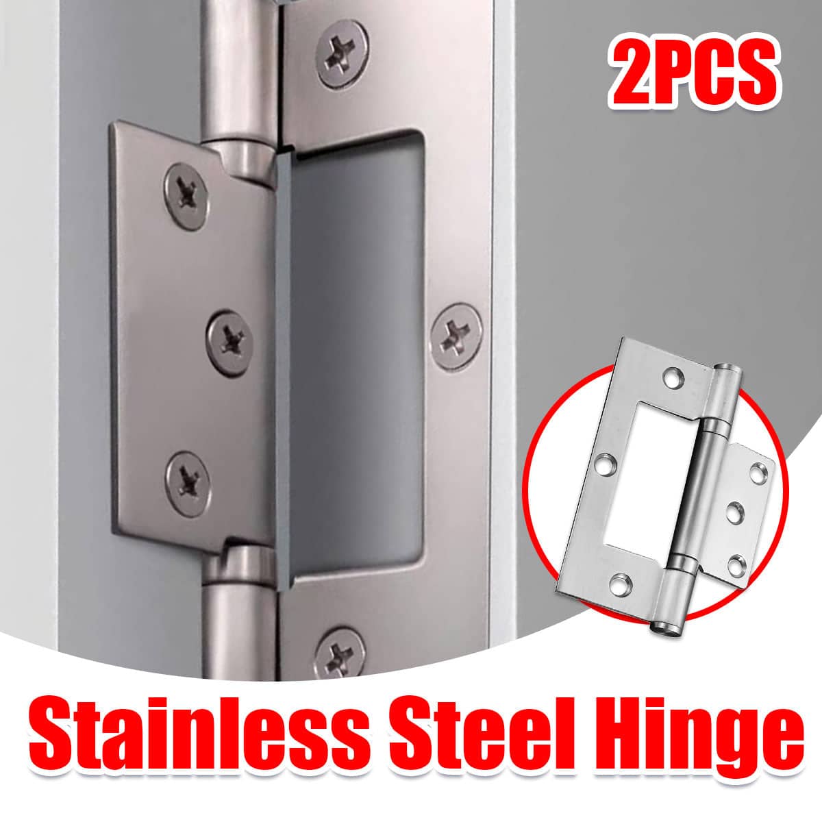 Stainless Steel Square Folding Door Hinges, Interlocking Design, Pack of 2 - Silver