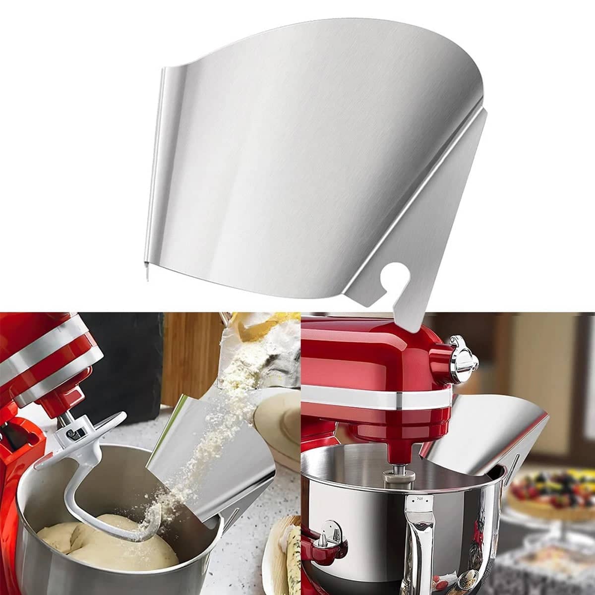 Stainless Steel Stand Mixer Pouring Shield with Wide Chute - Silver - view 5