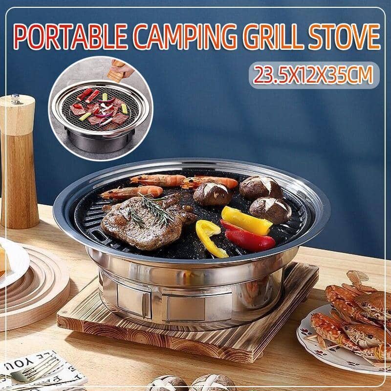 Stainless Steel Table Style Charcoal BBQ Grill for Camping and Picnics