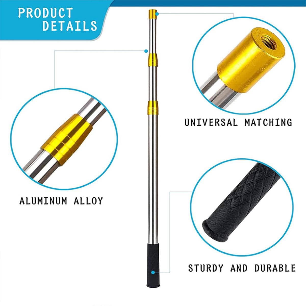 Stainless Steel Telescopic Mesh Rod - 137 cm Extendable Handle - view 5