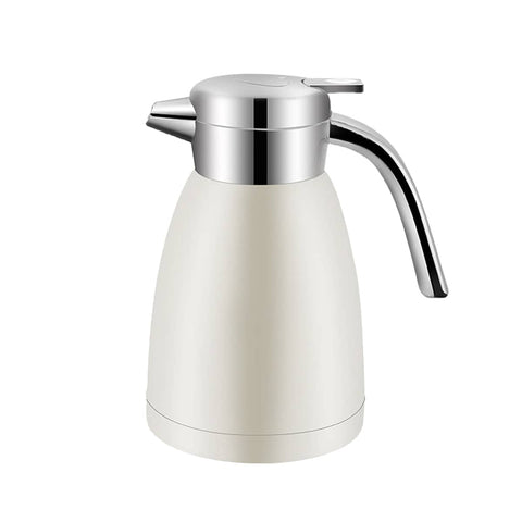 Stainless Steel Thermos Flask and Teapot, 21 cm, Vacuum Insulated - White