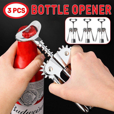Stainless Steel Wine Bottle Opener and Corkscrew Set, Set of 3
