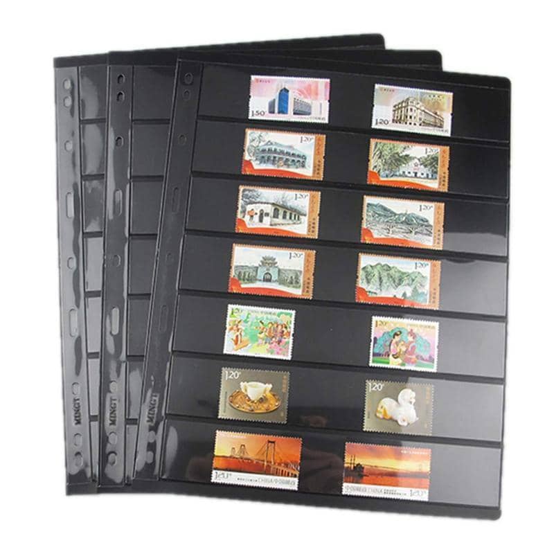 Stamp Album Refill Pages - Black Double-Sided, 7 Strips, 9 Holes, Pack of 10 - view 4
