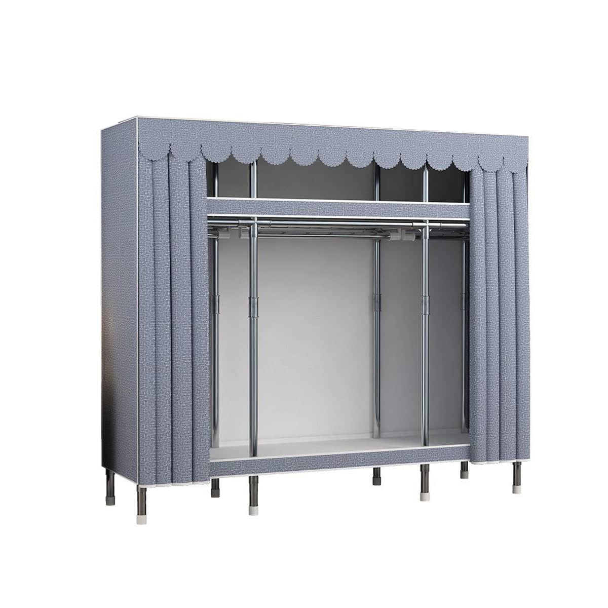 Steel Frame Wardrobe Closet Organiser - Grey, 170 x 165 x 45cm - view 2