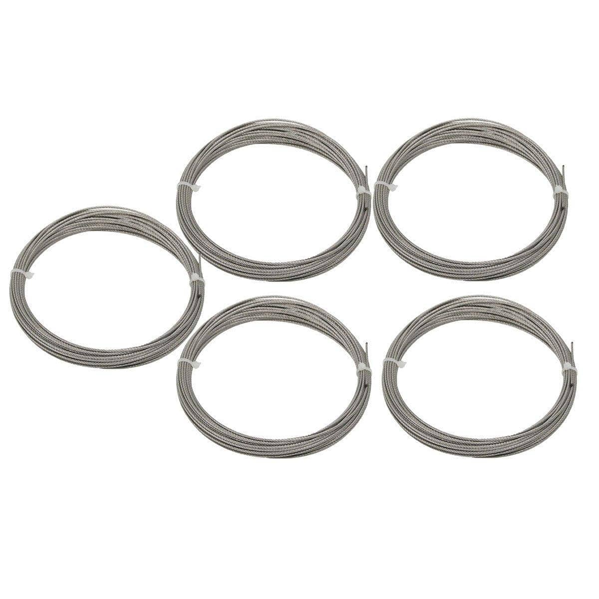Steel Wire Rope for Automotive Glass Removal, 20m, Pack of 5 - Silver