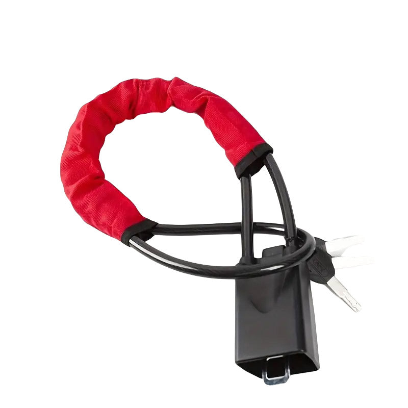 Steering Wheel Lock with Seat Belt Cable and 3 Keys - Red